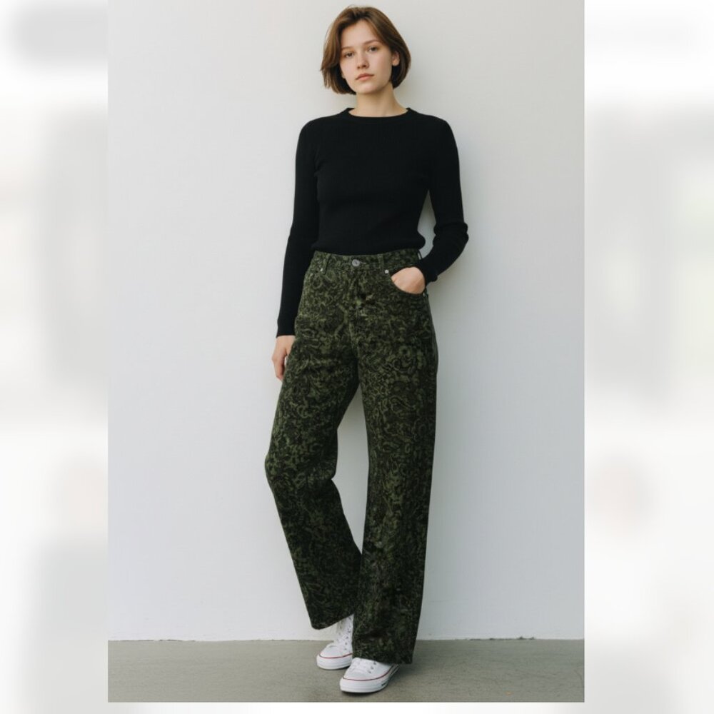 NWOT Stüssy Paisley Camo Corduroy Velvet Pants Green Bloggers Fave SZ-4